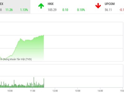 Phiên sáng 1/11: Thị trường bùng nổ, VN-Index tăng vọt lên 1.010 điểm
