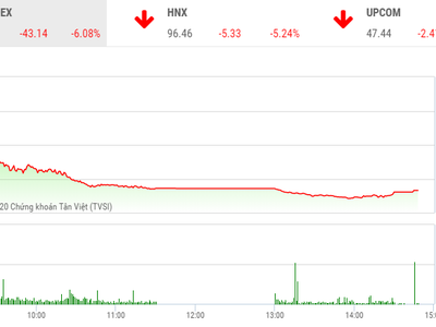 Phiên chiều 23/3: VN-Index bốc hơi gần 45 điểm, xuống mức thấp nhất hơn 3 năm