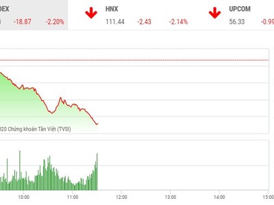 Giao dịch chứng khoán sáng 24/7: Bán tháo ồ ạt, thị trường lao dốc