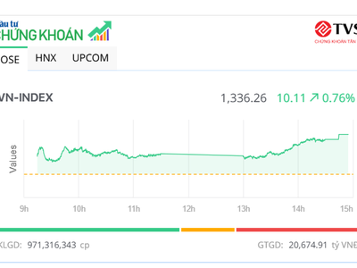 Cổ phiếu bất động sản nổi sóng, VN-Index tăng hơn 10 điểm 