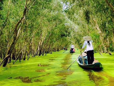 Điểm du lịch sinh thái Trà Sư thu hút đông đảo du khách.