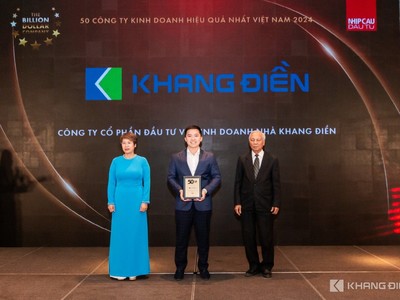 Tập đoàn Khang Điền (KDH) nhận 2 giải thưởng: Nhà phát triển Bất động sản tiêu biểu và Top 50 Công ty kinh doanh hiệu quả