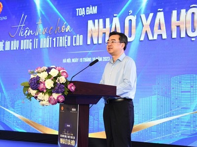 Bộ trưởng Bộ Xây dựng Nguyễn Thanh Nghị phát biểu tại tọa đàm.