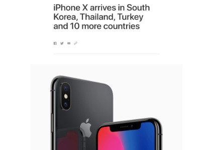 Apple thông báo mở rộng thị trường iPhone X trên website.