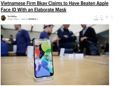 Bài đăng của Gizmodo về thử nghiệm thành công của Bkav. 