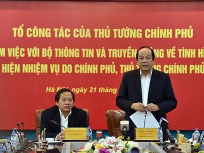Thủ tướng lưu ý Bộ Thông tin và Truyền thông nhiều vấn đề