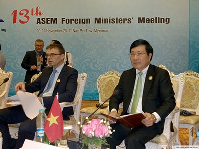 Phó thủ tướng Phạm Bình Minh dự họp ASEM hôm qua. Ảnh: Baoquocte.