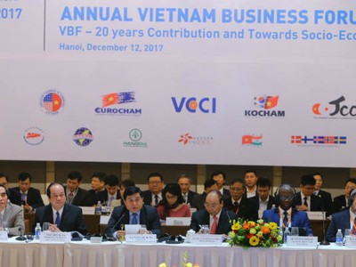 Bộ trưởng Nguyễn Chí Dũng phát biểu khai mạc Diễn đàn Doanh nghiệp Việt Nam (VBF) 2017.