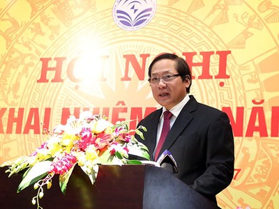 Ông Trương Minh Tuấn - Bộ trưởng Bộ Thông tin và Truyền thông phát biểu tại hội nghị