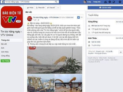 Giả mạo Facebook VTV8 đăng tin thất thiệt về Đà Nẵng