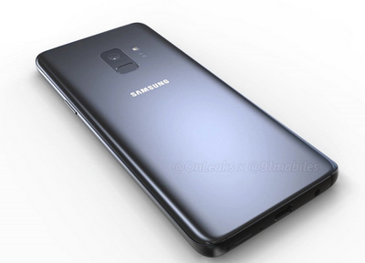 Bản dựng Galaxy S9 với camera và cảm biến vân tay đặt dọc.