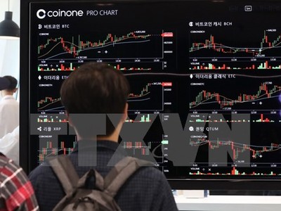 Bảng điện tử thông báo tỷ giá đồng tiền ảo tại một sàn giao dịch ở Seoul, Hàn Quốc ngày 12/9/2017. (Nguồn: Yonhap/TTXVN)