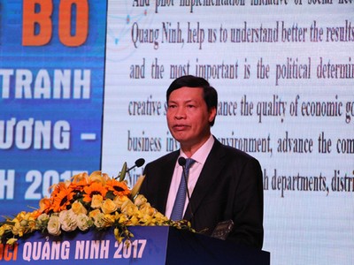 Ông Nguyễn Đức Long, Phó Bí thư tỉnh ủy, Chủ tịch UBND tỉnh Quảng Ninh phát biểu tại Lễ công bố DDCI Quảng Ninh 2017. Ảnh: VGP/Thuý Hà