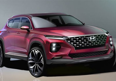 Ảnh phác họa cho thấy Santa Fe thế hệ mới thay đổi phong cách với kiểu dữ dằn, cơ bắp hơn. Ảnh: Hyundai.