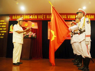 Lễ ra mắt Đồn Công an Cảng hàng không quốc tế Tân Sơn Nhất. Ảnh: Quốc Thắng.