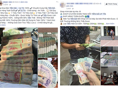 Tiền giả cũng được mua bán công khai trên mạng xã hội.