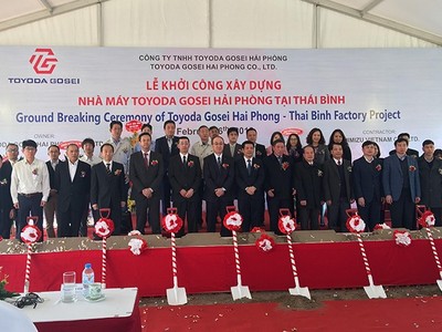 Dự án đầu tư xây dựng linh kiện sản xuất phụ tùng ô tô vừa được Tập đoàn Toyoda Gosei khởi công xây dựng trong những ngày đầu tháng 2/2018 tại Khu công nghiệp Tiền Hải Viglacera.