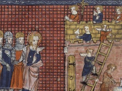 Thánh Valentine thành Terni và các tông đồ, bức tranh do Richard de Montbaston của Pháp vào thế kỷ 14