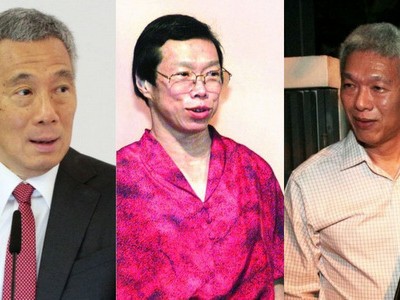 Thủ tướng Singapore Lý Hiển Long (trái) và hai người em. Ảnh: AFP.