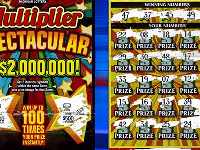 Con số "03" trên vé cào mang lại giải thưởng 2 triệu USD cho đôi vợ chồng ở Mỹ. Ảnh: Fox 2 Detroit