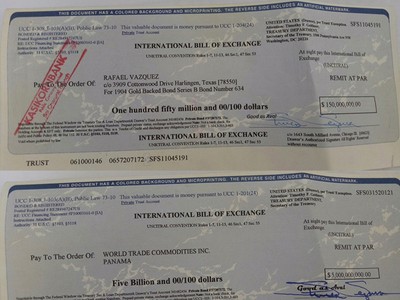 Hai tờ hối phiếu trên 5 tỉ USD được xác định là giả
ẢNH: Công an cung cấp.