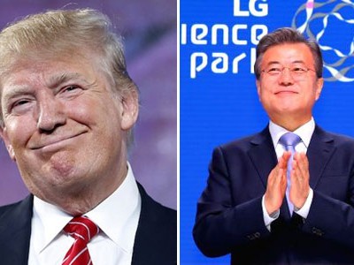 Tổng thống Mỹ Donald Trump (trái) và Tổng thống Hàn Quốc Moon Jae-in. Ảnh: CNN.