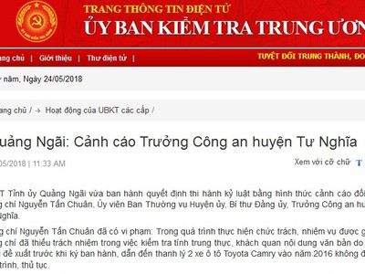 Ủy ban kiểm tra 2 tỉnh thi hành kỷ luật cán bộ