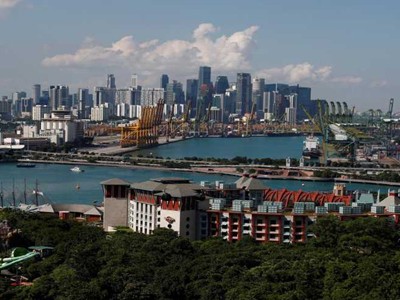 Đảo Sentosa, nơi diễn ra hội nghị thượng đỉnh Mỹ - Triều và khu trung tâm thương mại ở Singapore. Ảnh: Reuters.