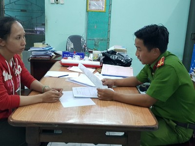 Đối tượng Ngọc tại cơ quan công an.