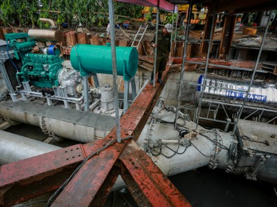 Máy bơm chống ngập cho đường Nguyễn Hữu Cảnh có công suất lên đến 97.000 m3 mỗi giờ. Ảnh: Thành Nguyễn.