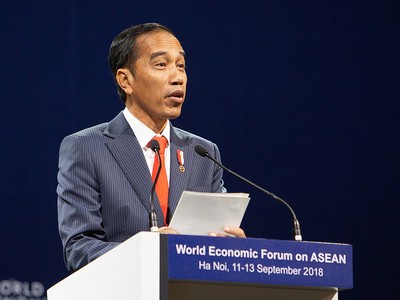 Tổng thống Indonesia Joko Widodo phát biểu tại Diễn đàn Kinh tế thế giới về ASEAN 2018