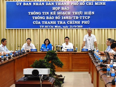 Buổi họp báo của UBND TPHCM. Ảnh: VGP/Mạnh Hùng