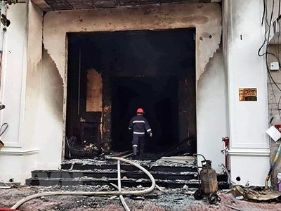 Hiện trường vụ cháy. (Ảnh: Thành Chung/TTXVN).