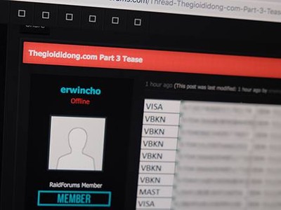 Thông tin thẻ tín dụng của khách hàng được cho là từ Thế Giới Di Động bị chia sẻ tối 7/11 trên RaidForums. 