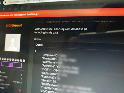 Dữ liệu hacker đăng tải được cho là của một số nhân viên Concung.