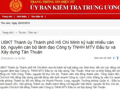 Ủy ban Kiểm tra Thành ủy TP.HCM, UBKT Tỉnh ủy Long An thi hành kỷ luật cán bộ