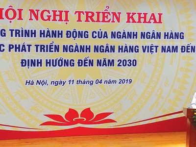 Ông Phạm Thanh Hà, Vụ trưởng Vụ Chính sách tiền tệ phát biểu tại Hội nghị.