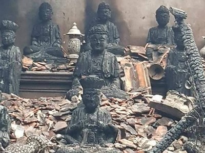 Vụ cháy thiêu rụi toàn bộ ngôi chùa Thanh Sơn và đồ thờ có giá trị. 