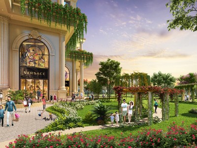 Khuôn viên cây xanh, đường nội bộ trong công trình được bố trí hợp lý tại Rome by Diamond Lotus.