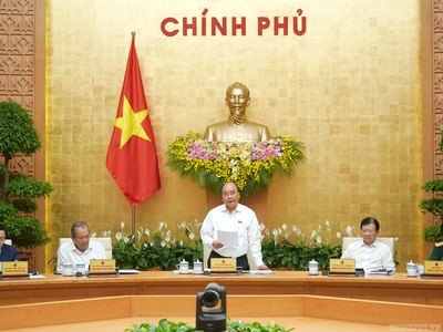 Thủ tướng Nguyễn Xuân Phúc chủ trì phiên họp Chính phủ tháng 5/2019. Ảnh: VGP