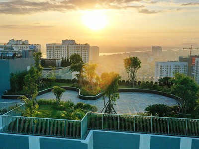 Một góc của khu vườn trên tầng mái.