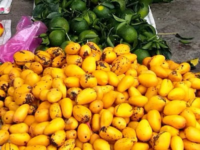 Mỗi đêm xoài mini Trung Quốc về chợ đầu mối hơn 100 tấn. Ảnh: Thi Hà.