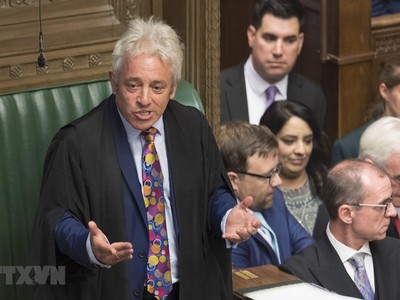 Chủ tịch Hạ viện Anh John Bercow (trái) phát biểu tại phiên họp của Hạ viện ở London ngày 9/9/2019. (Nguồn: AFP/TTXVN).