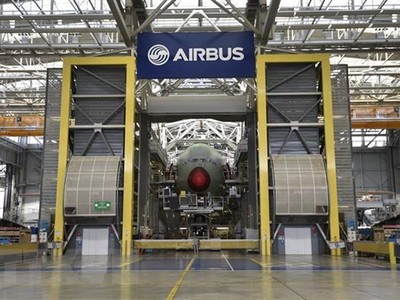 Máy bay A380 của Airbus được sản xuất tại nhà máy ở Blagnac, miền nam nước Pháp, ngày 21/3/2018. (Nguồn: AFP/TTXVN).