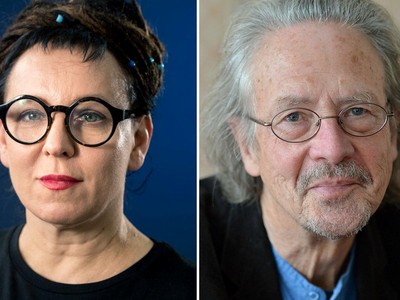 Nhà văn Olga Tokarczuk (trái) và nhà văn Peter Handke đã trở thành chủ nhân Nobel Văn học 2019. (Nguồn: theguardian.com).