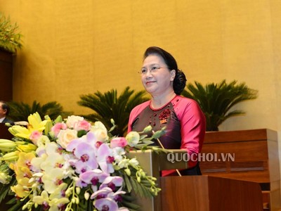 Chủ tịch Quốc hội Nguyễn Thị Kim Ngân phát biểu khai mạc kỳ họp thứ 8 Quốc hội khóa XIV.