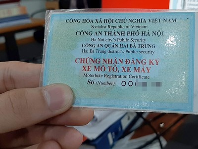 Giấy đăng ký xe máy hiện nay.