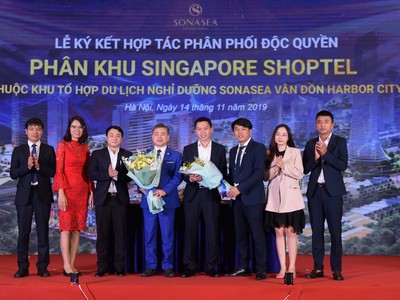Ký kết hợp tác phân phối độc quyền phân khu Singapore Shoptel thuộc dự án Sonasea Vân Đồn Harbor City giữa Tập đoàn CEO và Hải Phát Land.