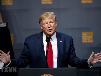 Tổng thống Mỹ Donald Trump phát biểu tại New York ngày 12/11/2019. (Ảnh: THX/TTXVN)