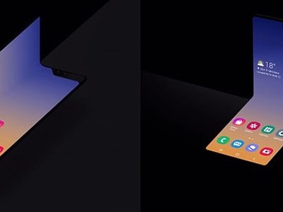 Bên trái là hình ảnh về cách Galaxy Fold hiện tại của Samsung gập trong khi hình ảnh bên phải hiển thị một thiết bị không tên có thể gập theo chiều dọc. (Nguồn: Samsung).